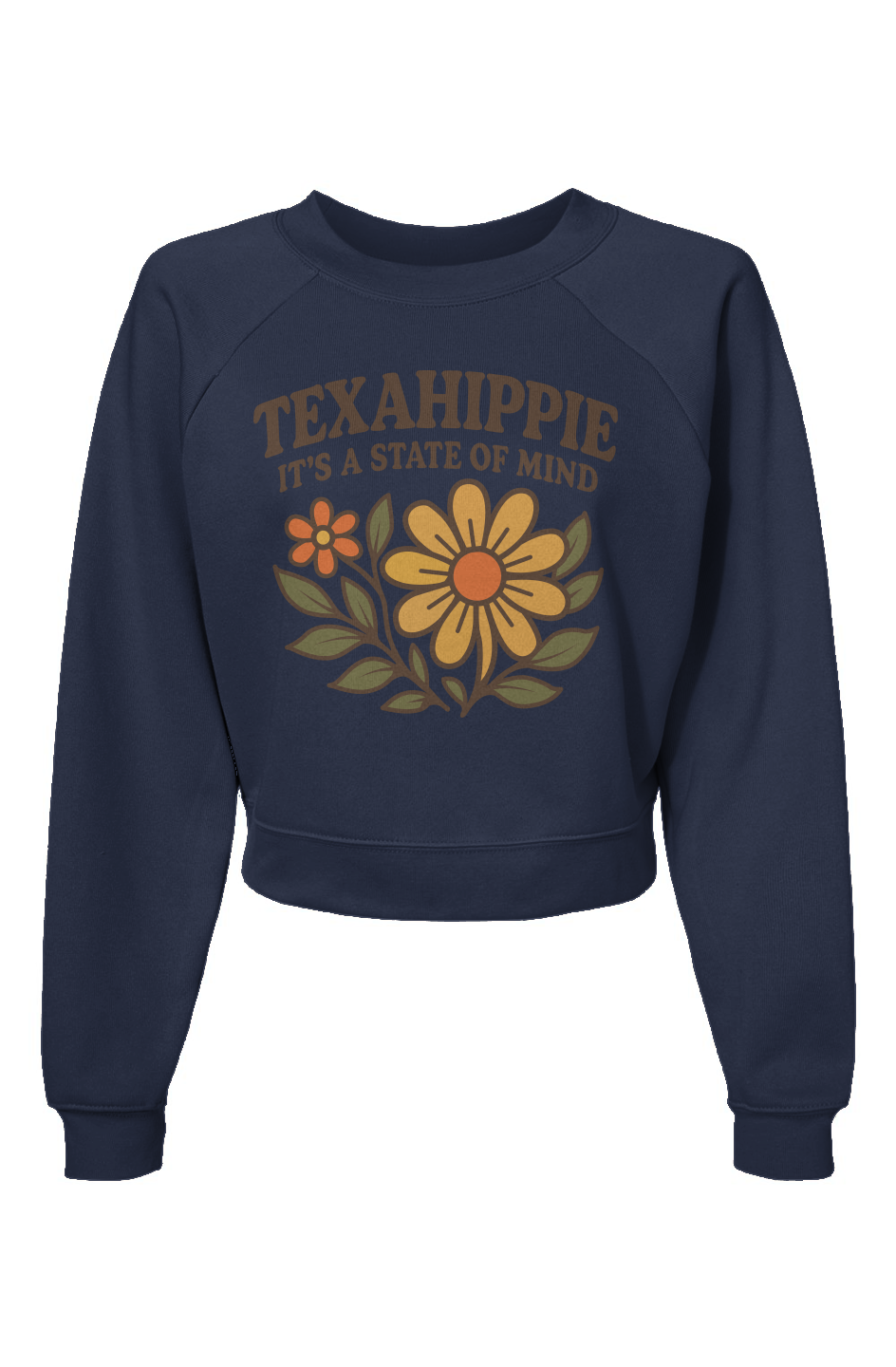 Texahippie Flower Bloom Raglan Pullover Fleece Sweatshirt