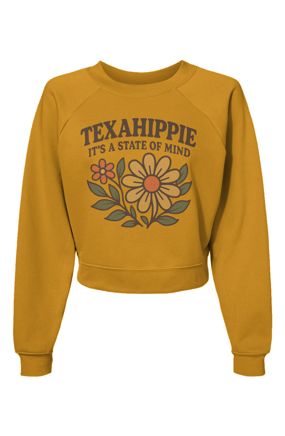 Texahippie Flower Bloom Raglan Pullover Fleece Sweatshirt
