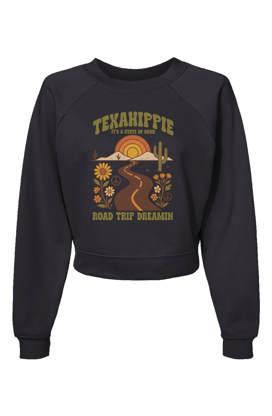 Texahippie Road Trippin Raglan Pullover Fleece Sweatshirt