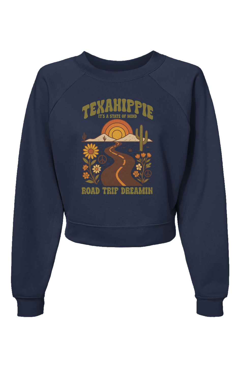 Texahippie Road Trippin Raglan Pullover Fleece Sweatshirt