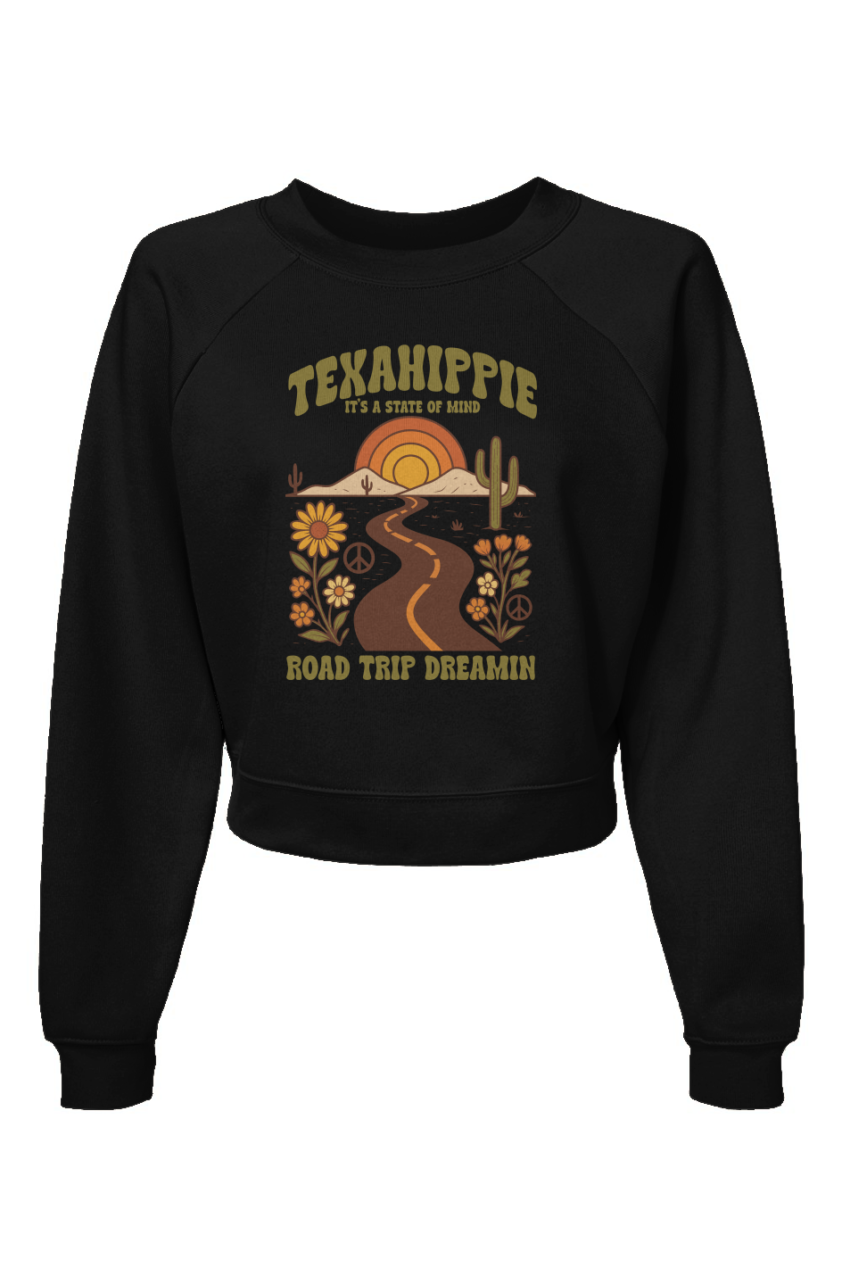 Texahippie Road Trippin Raglan Pullover Fleece Sweatshirt