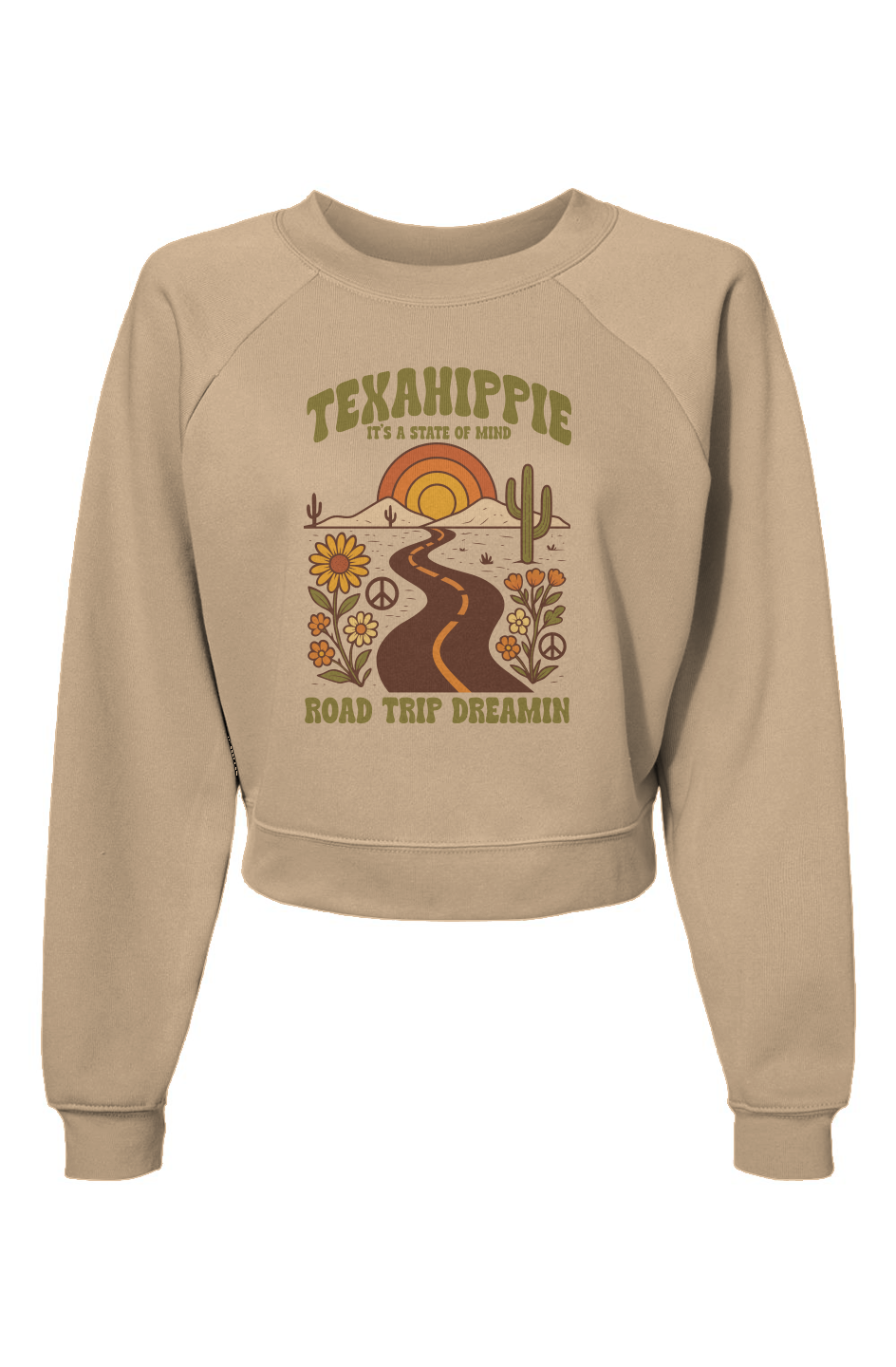 Texahippie Road Trippin Raglan Pullover Fleece Sweatshirt