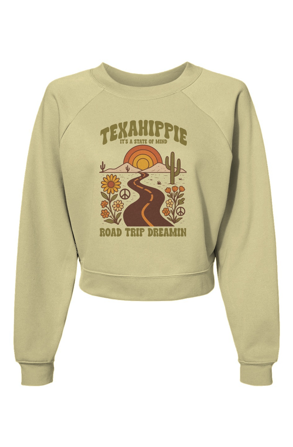 Texahippie Road Trippin Raglan Pullover Fleece Sweatshirt