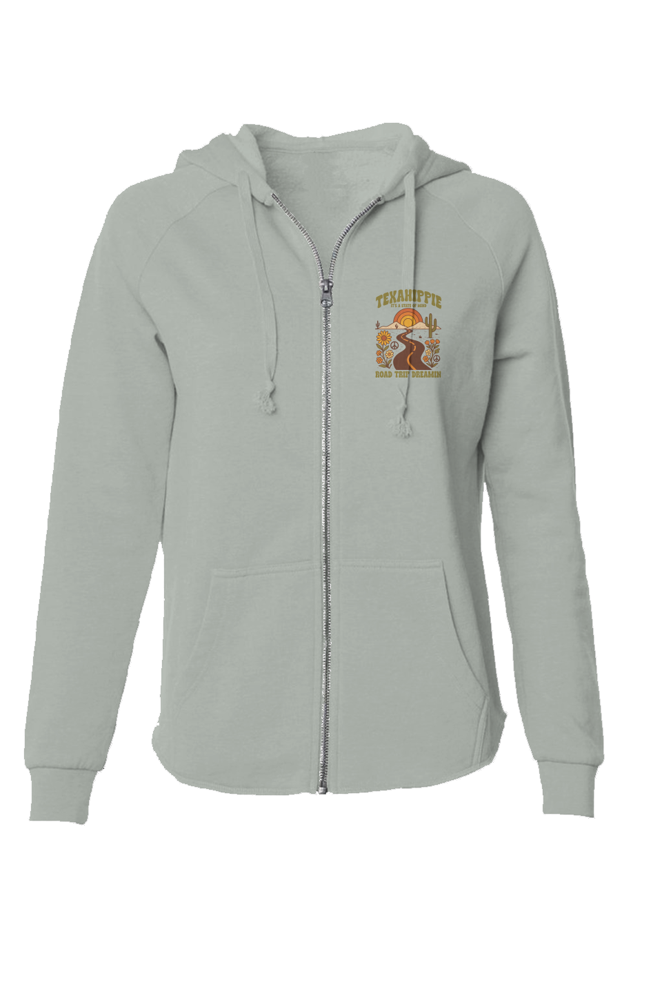 Texahippie Road Trippin Womens Lightweight Wash Zip Hoodie