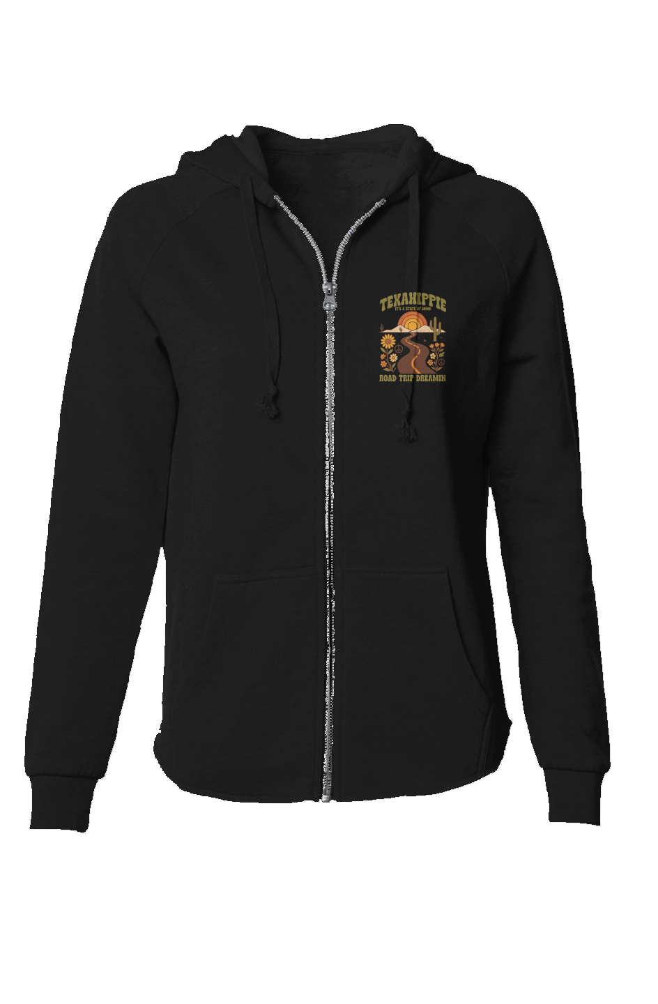 Texahippie Road Trippin Womens Lightweight Wash Zip Hoodie