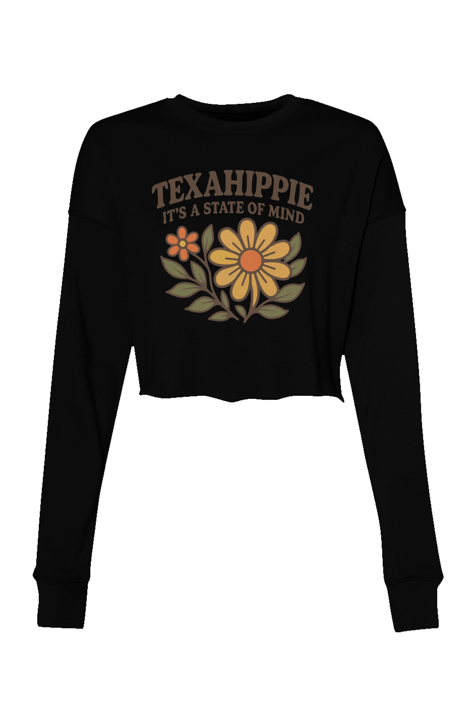 Texahippie Flower Bloom Crop Crew Fleece