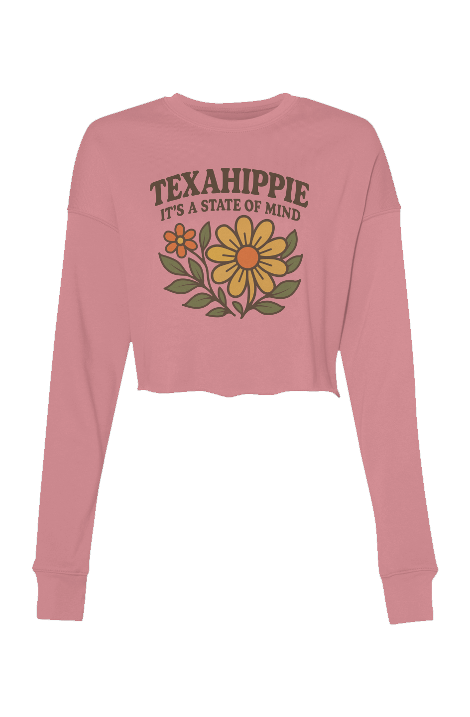 Texahippie Flower Bloom Crop Crew Fleece
