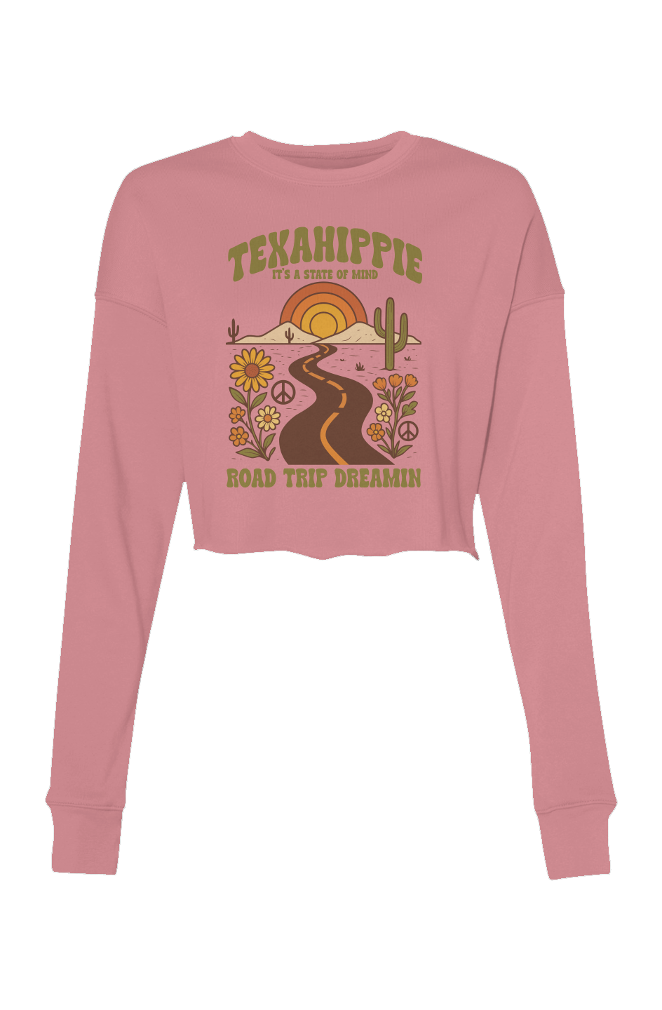 Texahippie Road Trippin Crop Crew Fleece
