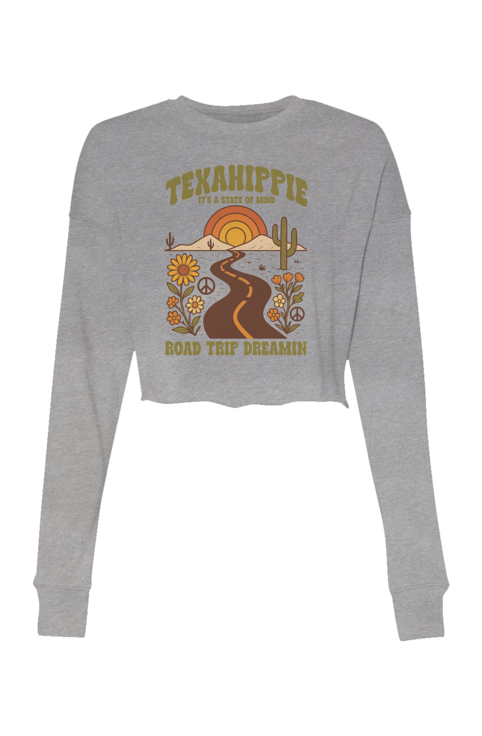 Texahippie Road Trippin Crop Crew Fleece